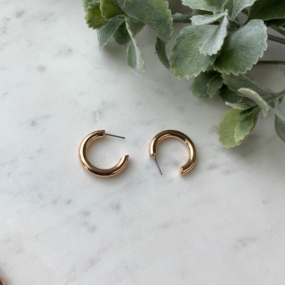 The Frances - Small Classic Gold Hoop - Picture 2 of 5